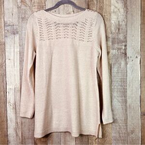 Croft & Barrow Size Large Petite Cream Color Long Sleeve Boat Neck Sweat…